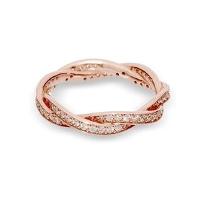 Pandora Sparkling Twisted Lines Ring Size 9